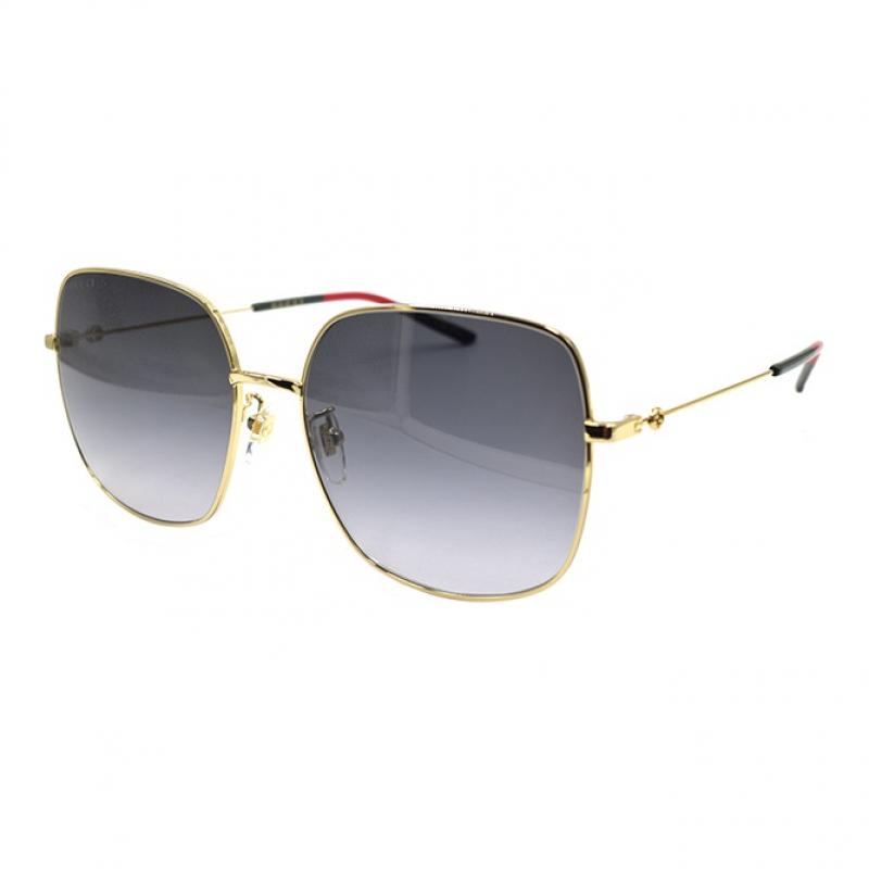 Gucci Lightweight Webbing Large Frame Holiday Travel Sunglasses Women's Gold/Gradient Grey