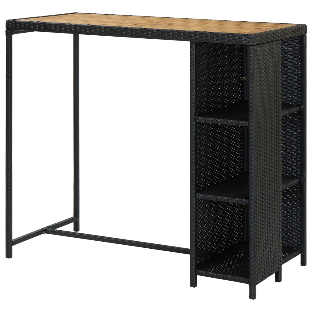 Bar Table with Shelf Black 120 X 60 X 110 Cm PE Rattan