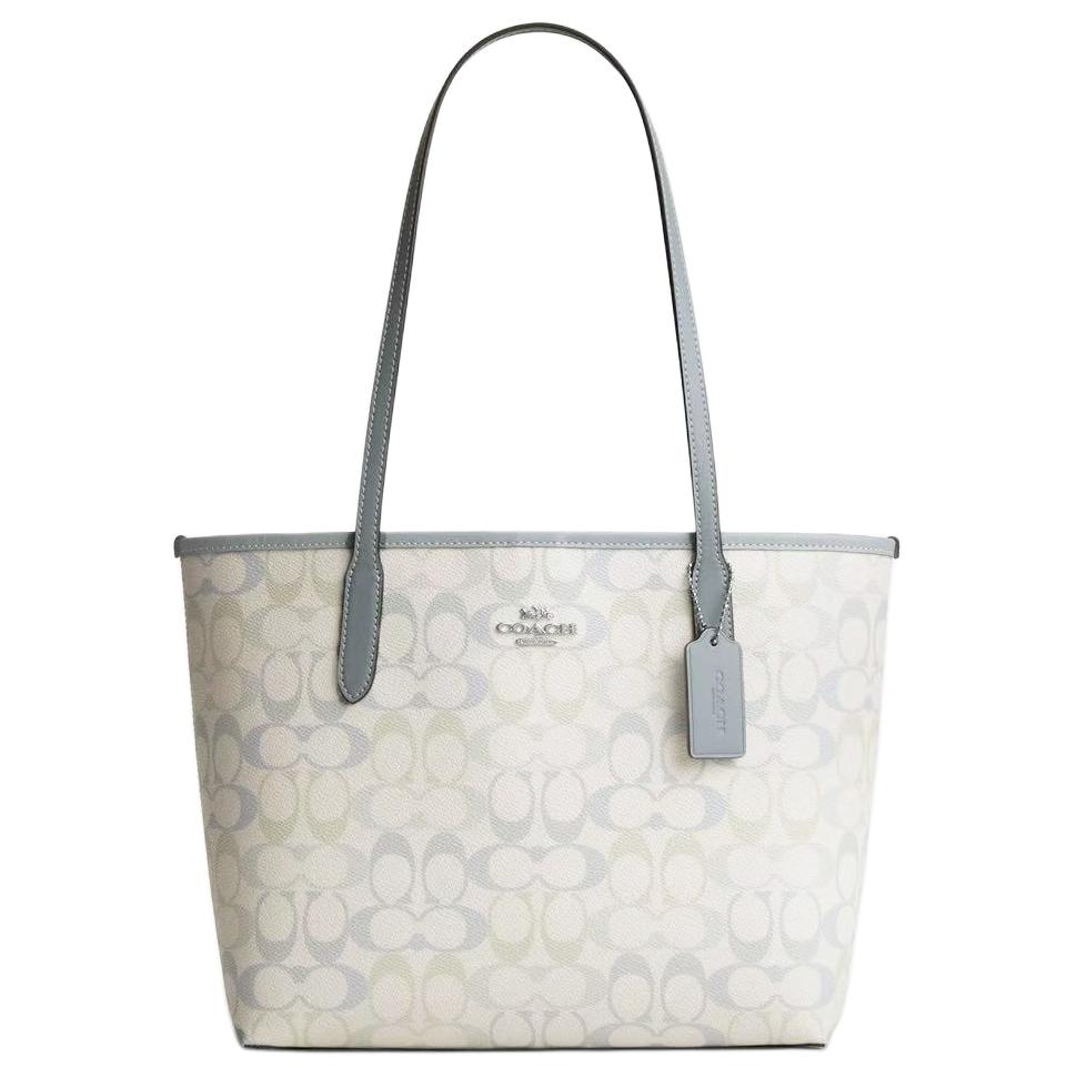 Coach City 26 Klassische Print-Logo-Beschichtete Leinwand-Tragetasche Damen-Tragetaschen Blau CDZ09-SVYUA