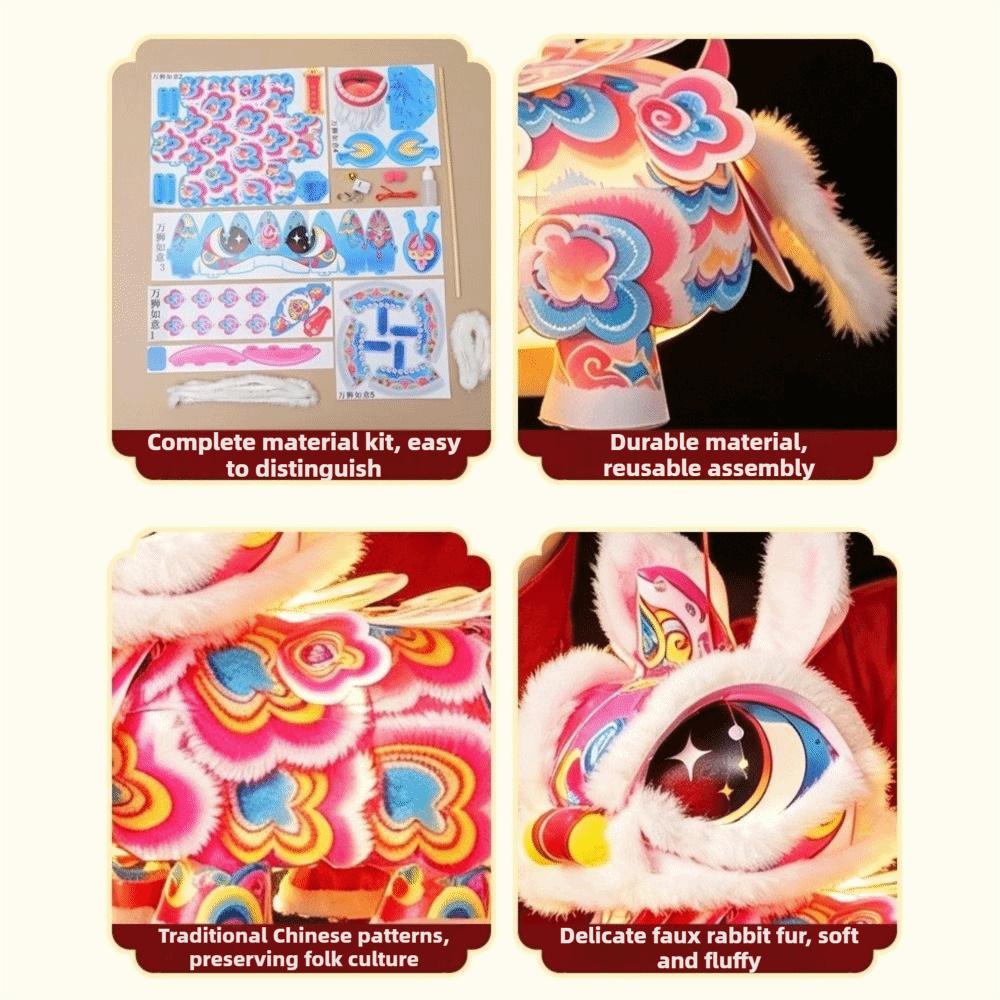 Traditional Chinese Style New Year Lion Dance Lantern Luminous Hand-held Lantern  Children's Craft
