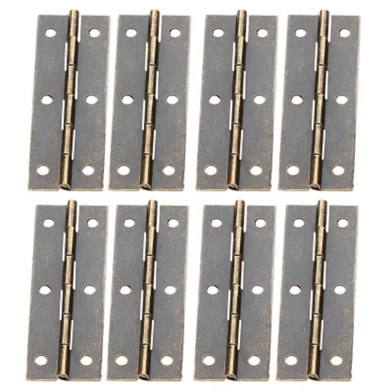 8Pcs Folding Butt Hinges Antique Bronze Metal Hinge for Doors Windows Furniture Cabinet Cupboard Wood Boxes with Screws