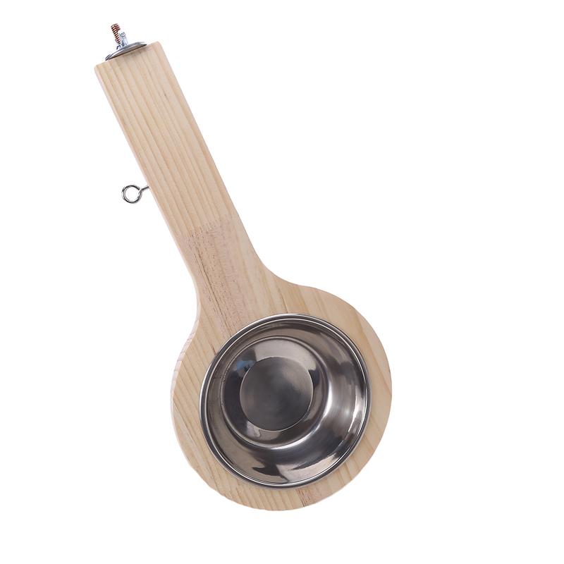 Papagei Vogel Massivholz Stehen Stick Metall Feeder Hängen Fütterung Tasse Lebensmittel Schüssel Vogel Käfig Zubehör Pet Supplies