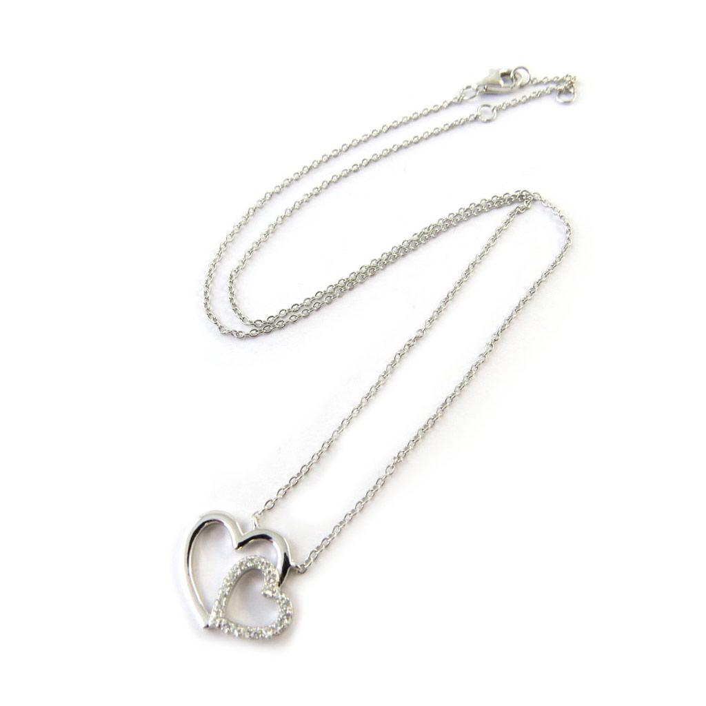 Les Trésors De Lily [N6862] - Silver Necklace 'Love' Silver White (rhodium-plated) - 18x15 Mm