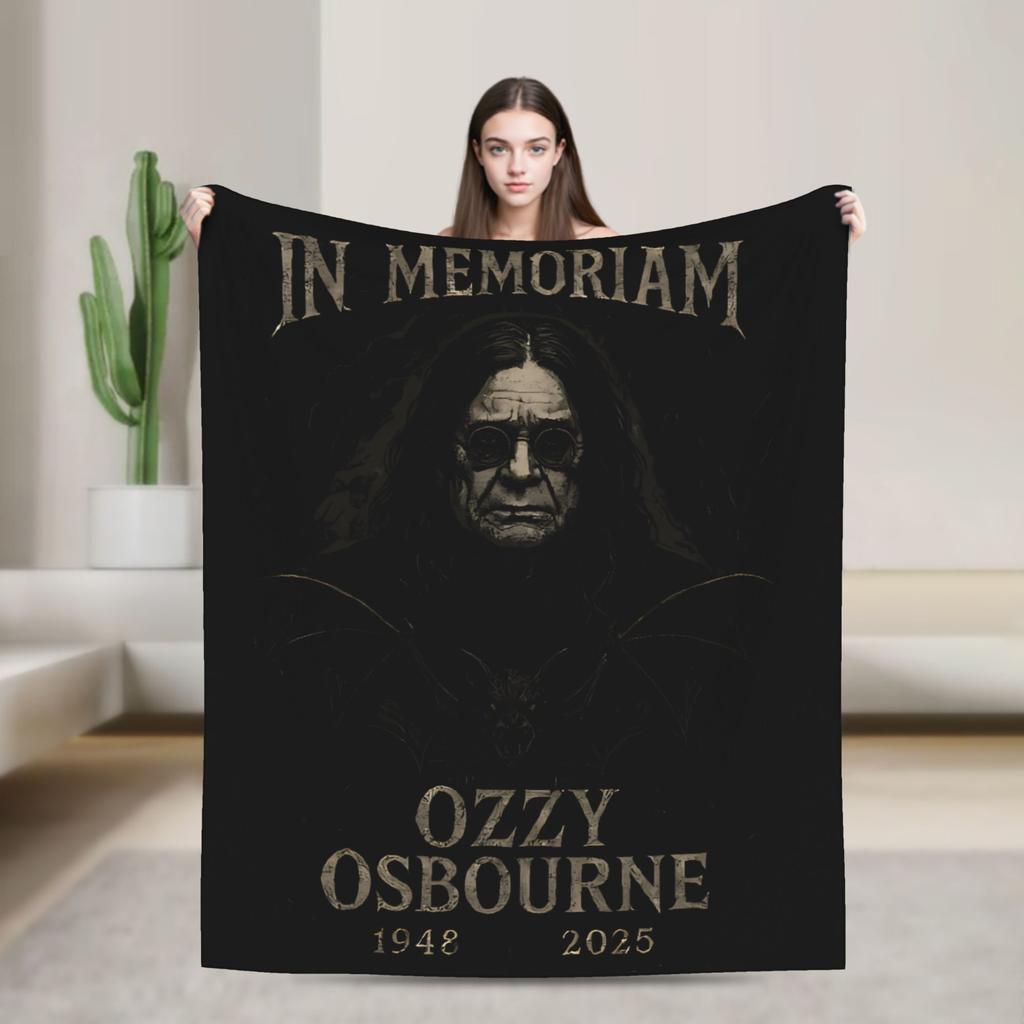 Ozzy RIP Ozzy Osbourne Koc w stylu vintage Koc podróżny do biura Koc flanelowy na zewnątrz Ciepły Miękki Wysokiej jakości Pled Prezent