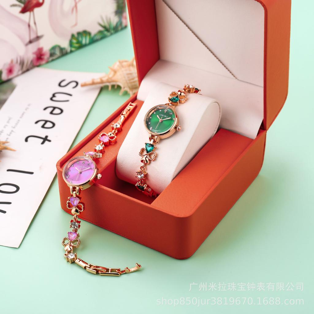 Damen Armbanduhren Mode Quarz Leichter Luxus Damen Armbanduhr Wasserdicht Weibliches Temperament Grünes Armband Geschenk