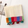Tasseled Summer Shawl Color-Block Sunscreen Sarong Holiday Stole Beach Wrap  Women