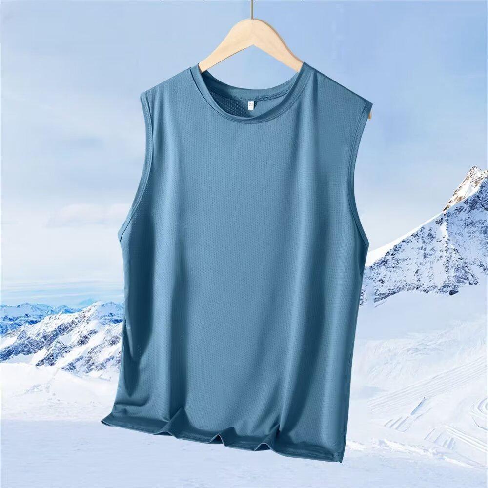 

Лето 2024 года, мужской дышащий сетчатый жилет - модная спортивная футболка XXL (135-150 lbs) синий