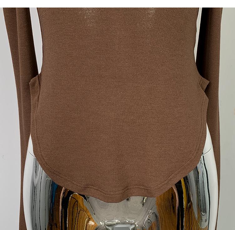 Korejský zeštíhlující top s výstřihem odhalujícím ramena a dlouhým rukávem pro ženy