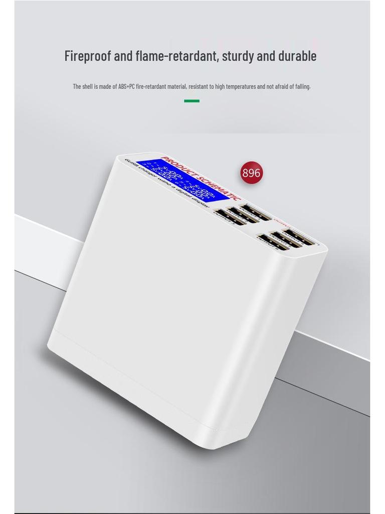 6-Port USB Fast Charger with LCD Display, 40W Multi-Port Desktop Charger