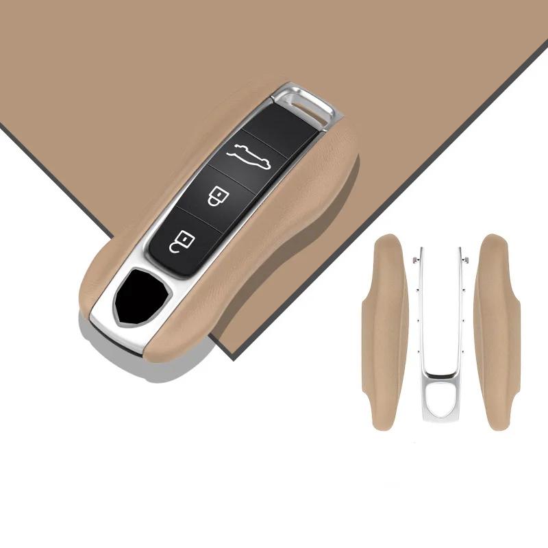 

Роскошный чехол из натуральной кожи для Porsche Boxster Cayman Panamera Cayenne Macan 718/911 Taycan, защитный брелок для ключей