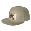 Fashion Adorable dog and cat Christmas holiday print Flat Brim Sun Hat  Cycling Baseball Cap