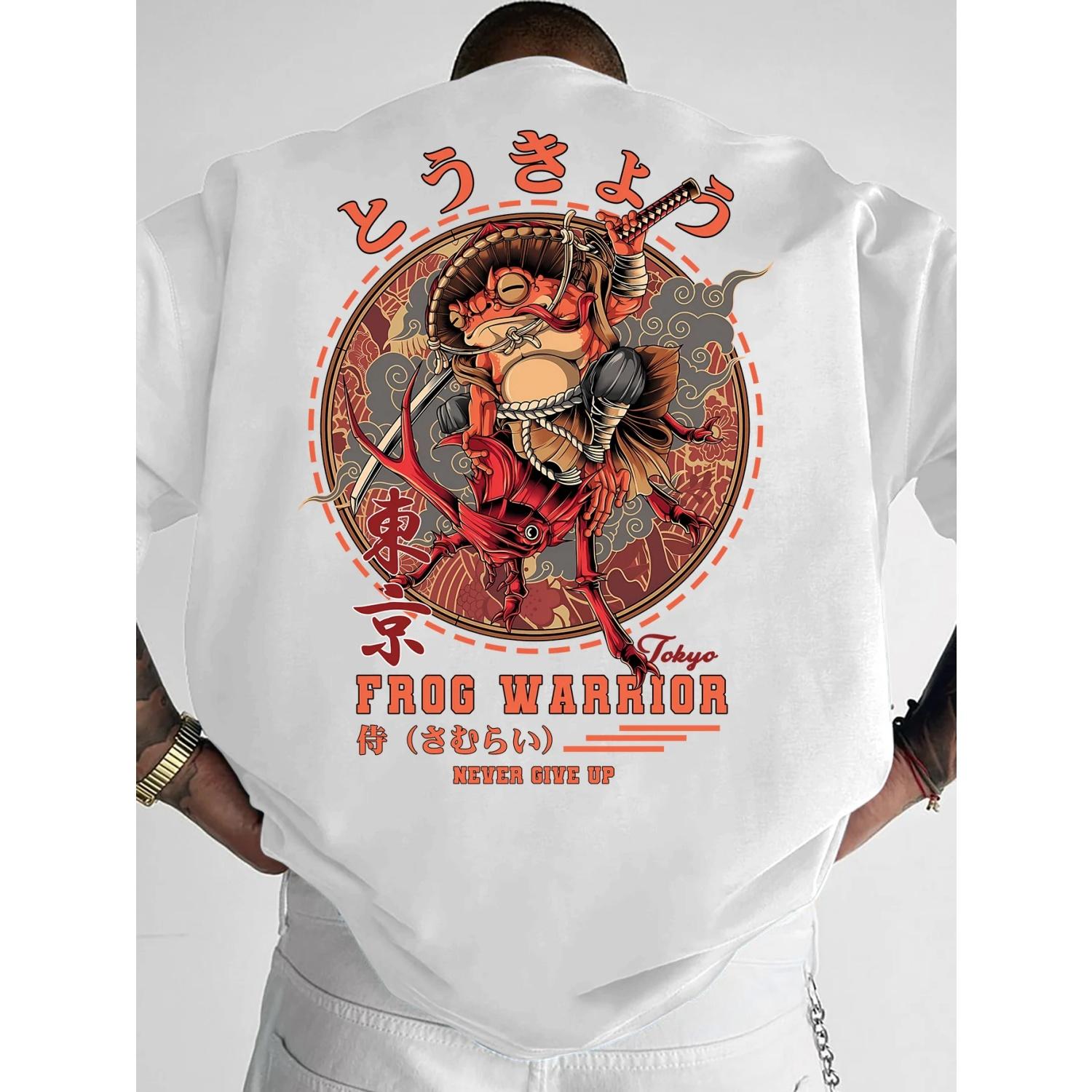 Men s T-shirt, Japanese Regional Style _Tokyo Frog Warrior_ Creative Printed T-shirt Daily T-shirt with Fun Patterns T-shirt S чёрный