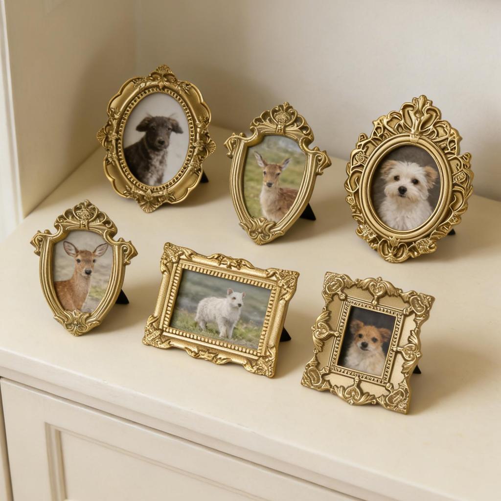 Mini Antike Bilderrahmen 5 Stück Gold Antike Fotografie Dekor Weihnachts-Wand-Fotorahmen für Fotografie-Dekor Wand