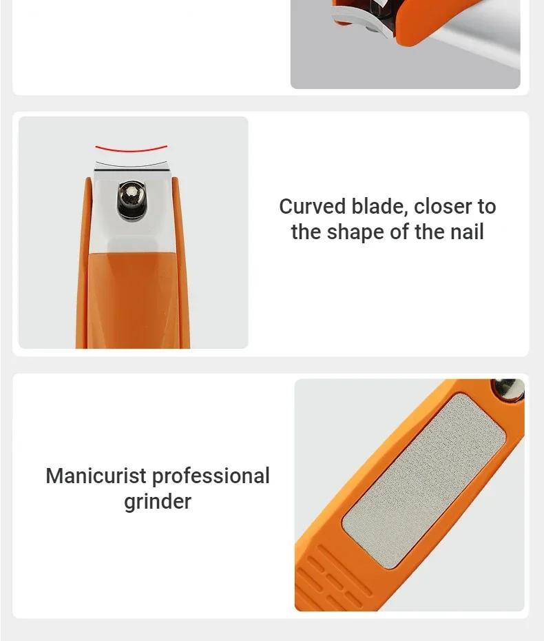 Creative Cute Stainless Steel Nail Clippers for Kids - Anti-Splash Diagonal Design Available in Pink Green Orange