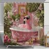 Zebra Shower Curtain, Floral Plants, Fun Leopard Animals ,Bathroom Decorative Shower Curtain, Printed Fabric Home Curtain