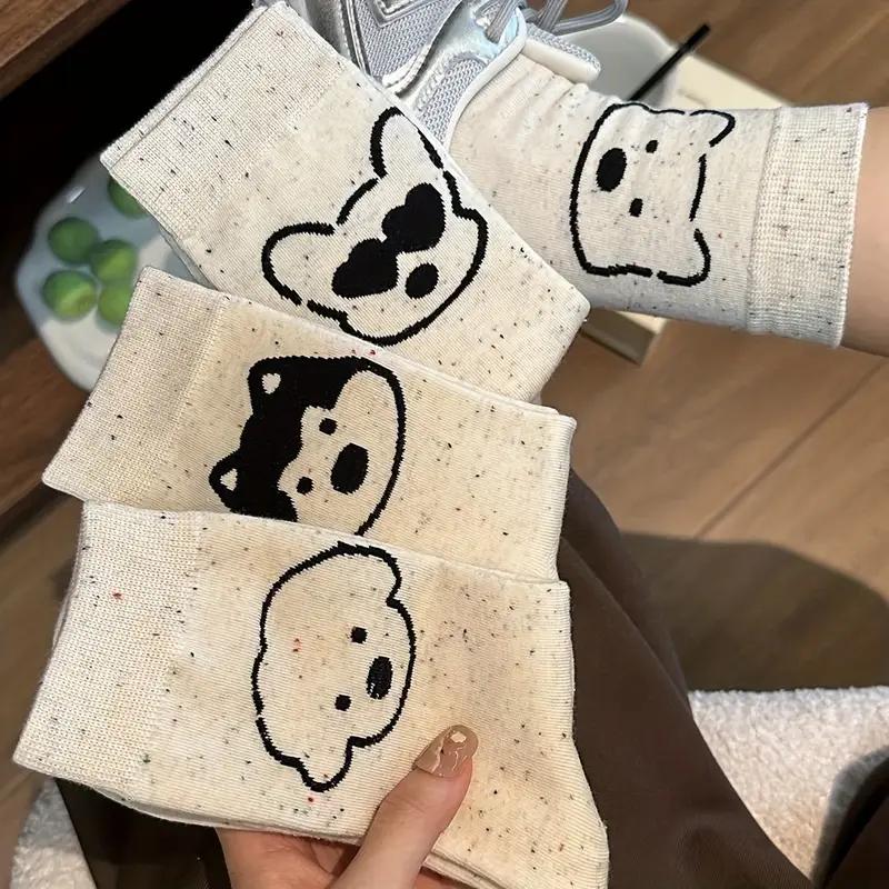 

Женские гольфы с милыми мультяшными животными - 5 пар, полиэстер 95% спандекс 5%, трикотажная ткань, машинная стирка, разные рисунки собак