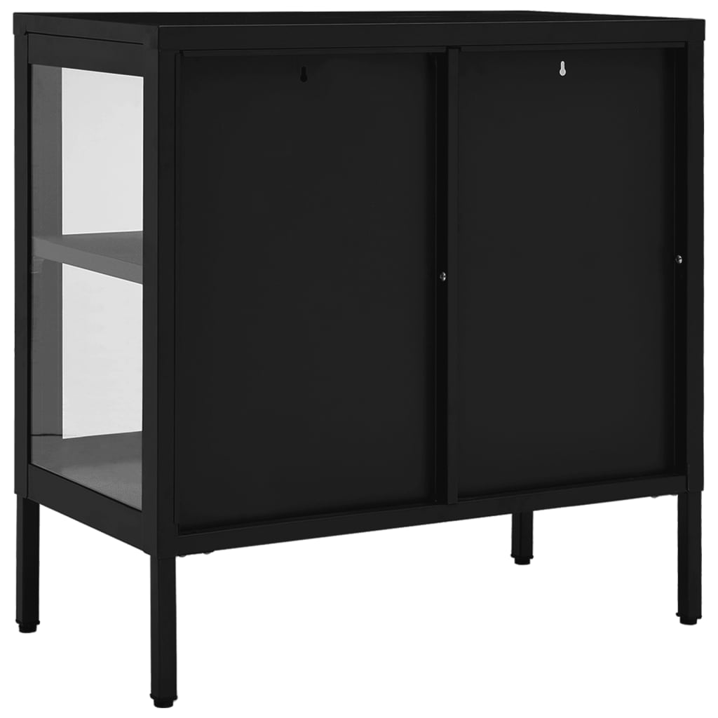 Vidaxl Side Cabinet, Black, 70X35X70 Cm, Steel and Glass