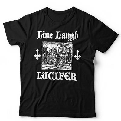 Γοτθικό T-shirt Ζήσε Γέλα Εωσφόρος Unisex Αστείο Γοτθικό Σκοτεινό Dank Meme Διάβολος Τρόμου