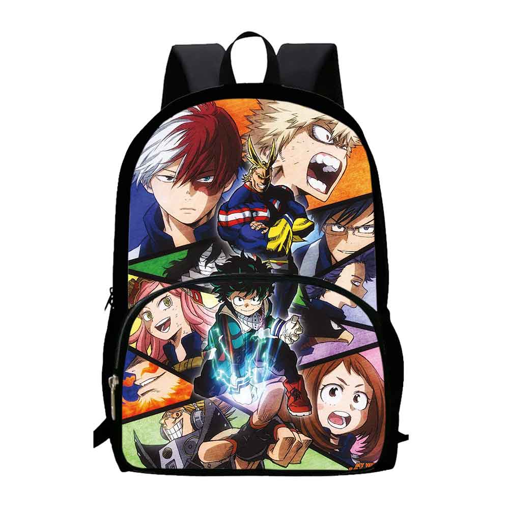 My Hero Academia Schulrucksack für die 1.–3. Klasse, Cartoon-Schultaschen für Jungen und Mädchen, mit Amine-Spiel bedruckter Schulranzen für Kinder