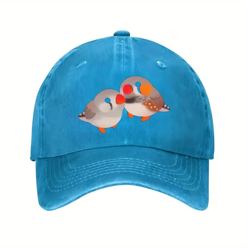 Cute Zebra Finch Birds Couple Baseball Cap Adjustable Cotton Printed Casual Hat for Bird Lovers