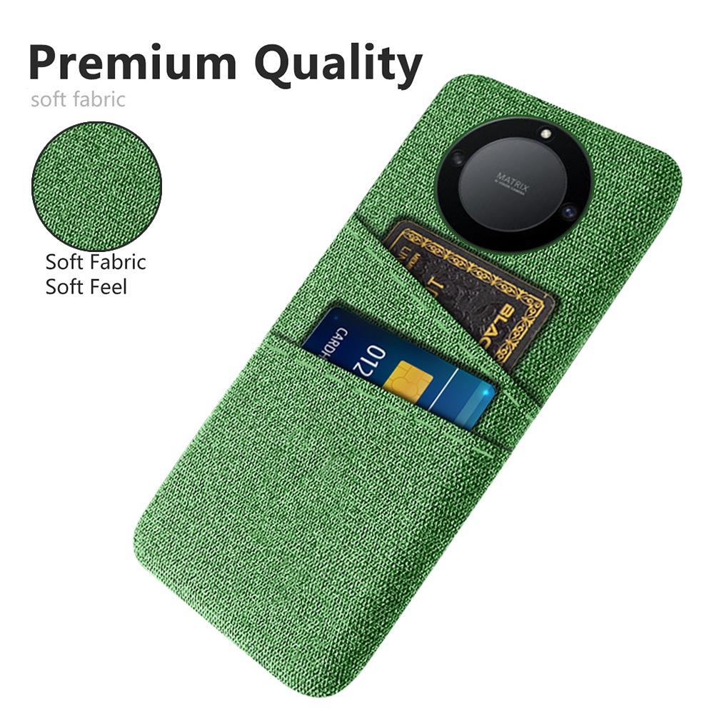 

For Honor X40 5G/X9a 5G/Magic5 Lite 5G Cloth Texture Anti-Slip Shockproof Case Dual Card Slots Design Hard PC Protective Shell Phone Cover Green