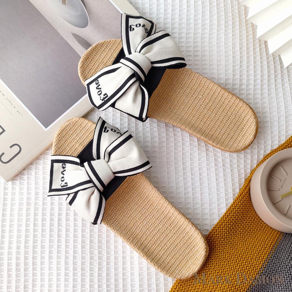 Damen Sommer Leinen Schleife Hausschuhe - Vielseitige Indoor & Outdoor Weichsohle 2025 Edition