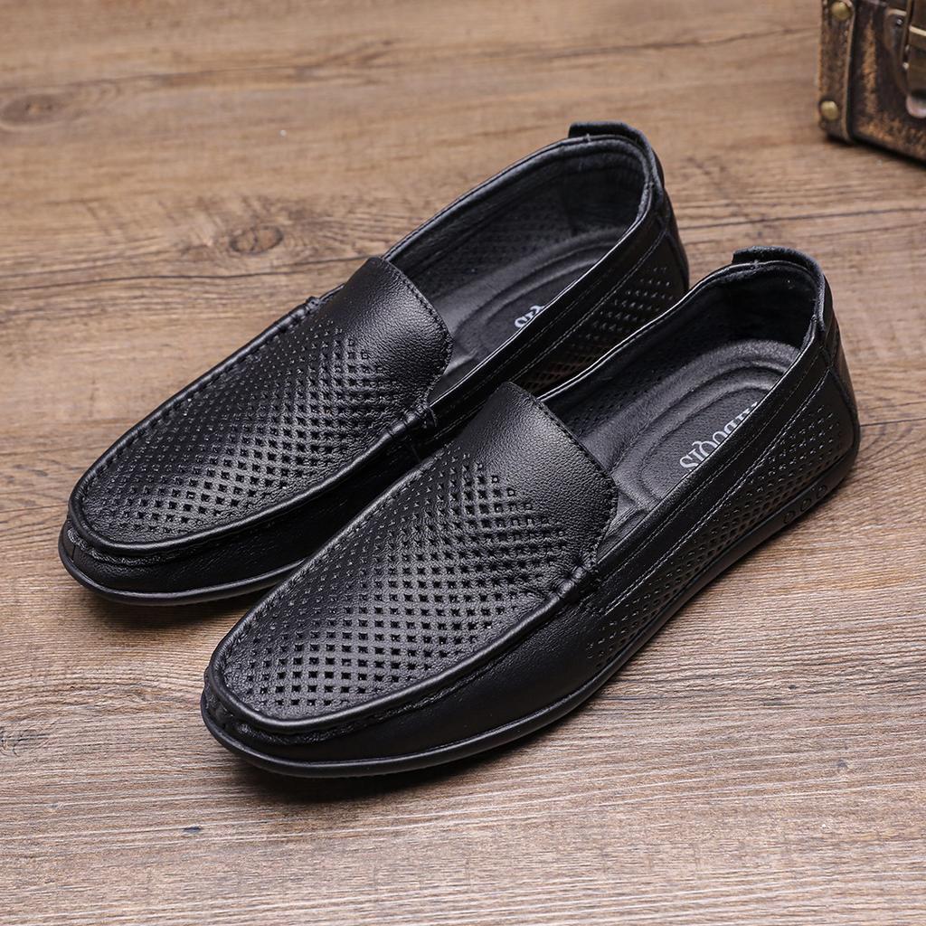 Men's Toe Layer Cowhide Men's Toe Layer Cowhide Round Toe Cover Foot Soft Leather Soft Sole Comfortable and Comfortable Casual Men's Shoes