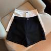High Waist Slim Fit Short Pants Women's Plus Size  Shorts Black White Thin Summer Fashionable A- Line Elastic