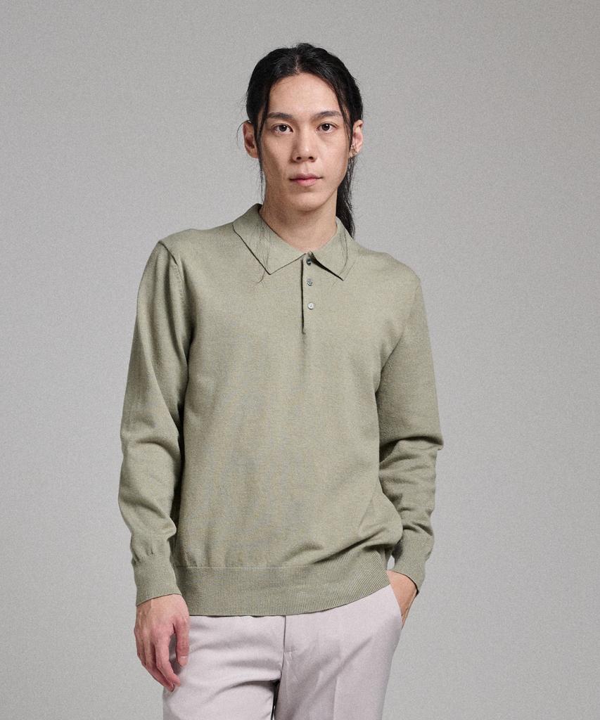 ANALOG MOOD Semi-Collar Neck Knit (Olive)