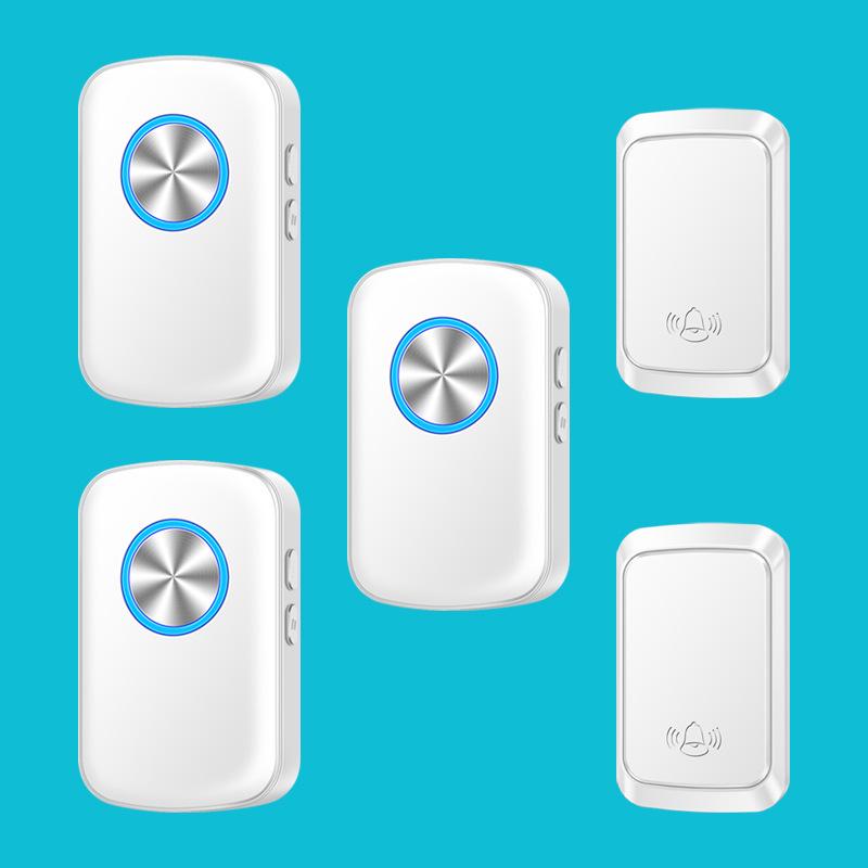 Smart Wireless Doorbell: Battery-Free, Long-Range, Two-In-Three Waterproof Design белый