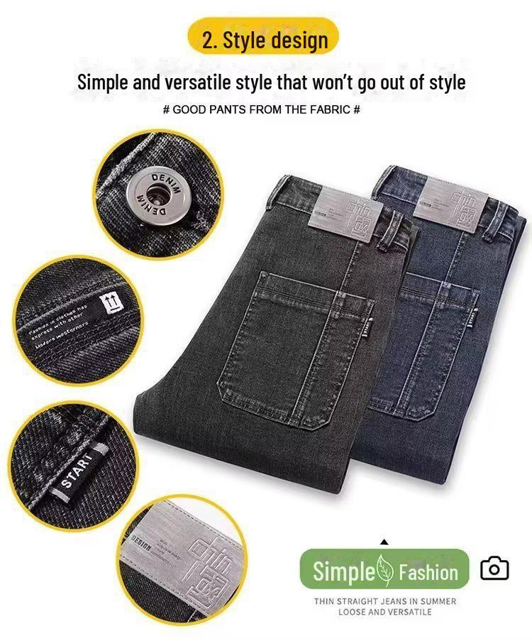 Elastické pánské slim straight džíny s více kapsami - Trendy a všestranné pro podzimní/zimní ležérní módu
