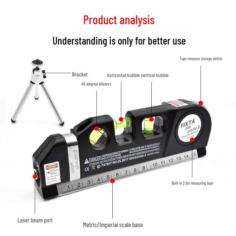 High Precision Infrared Mini Spirit Level with Magnetic, Drop-Proof Aluminum Alloy Design