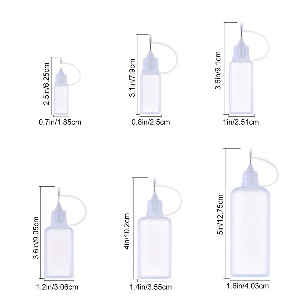 10 Pezzi 5/10/20/30/50/100ML Applicatore con Punta a Ago Contagocce Liquido Riempimento Flaconi Colla Flacone Colla con Punta a Ago per Artigianato Fai da Te Lubrificatore