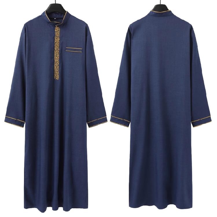 Ramadan Muslime Kleidung Abaya Dubai Lässiger Kaftan Robe Islamisches Kostüm mit Langem Ärmel Stehkragen Thobe Geschenk für Männer