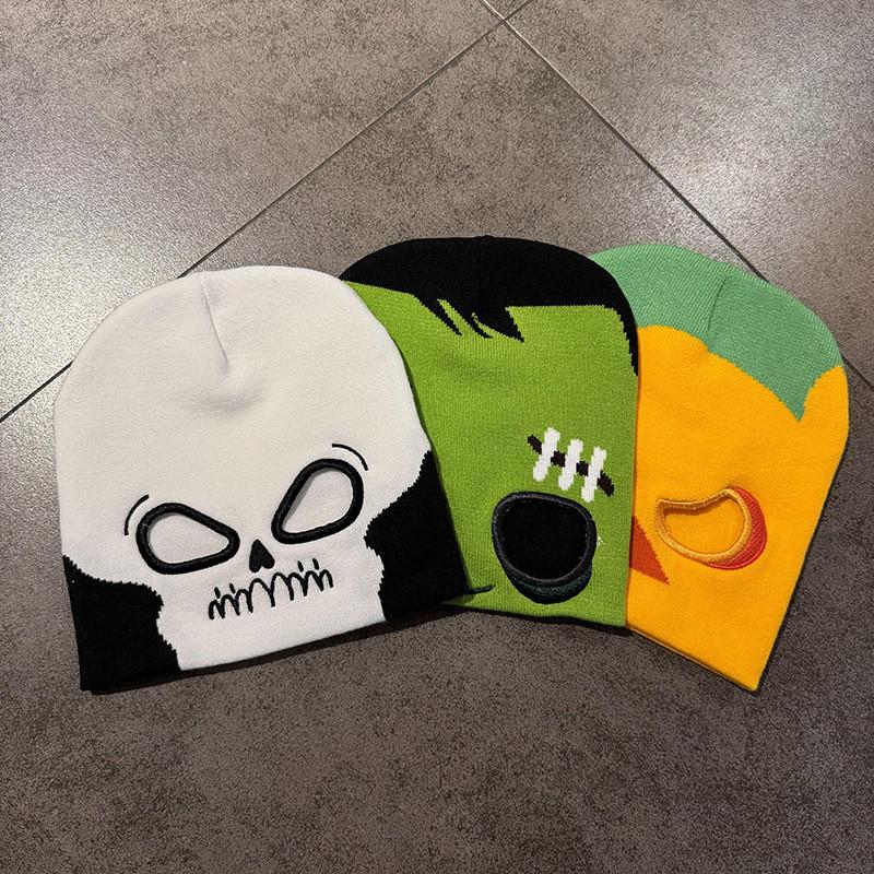 Halloween Skull Pumpkin Pattern Knitted Cap With Show Eyes Fashion Casual Hat