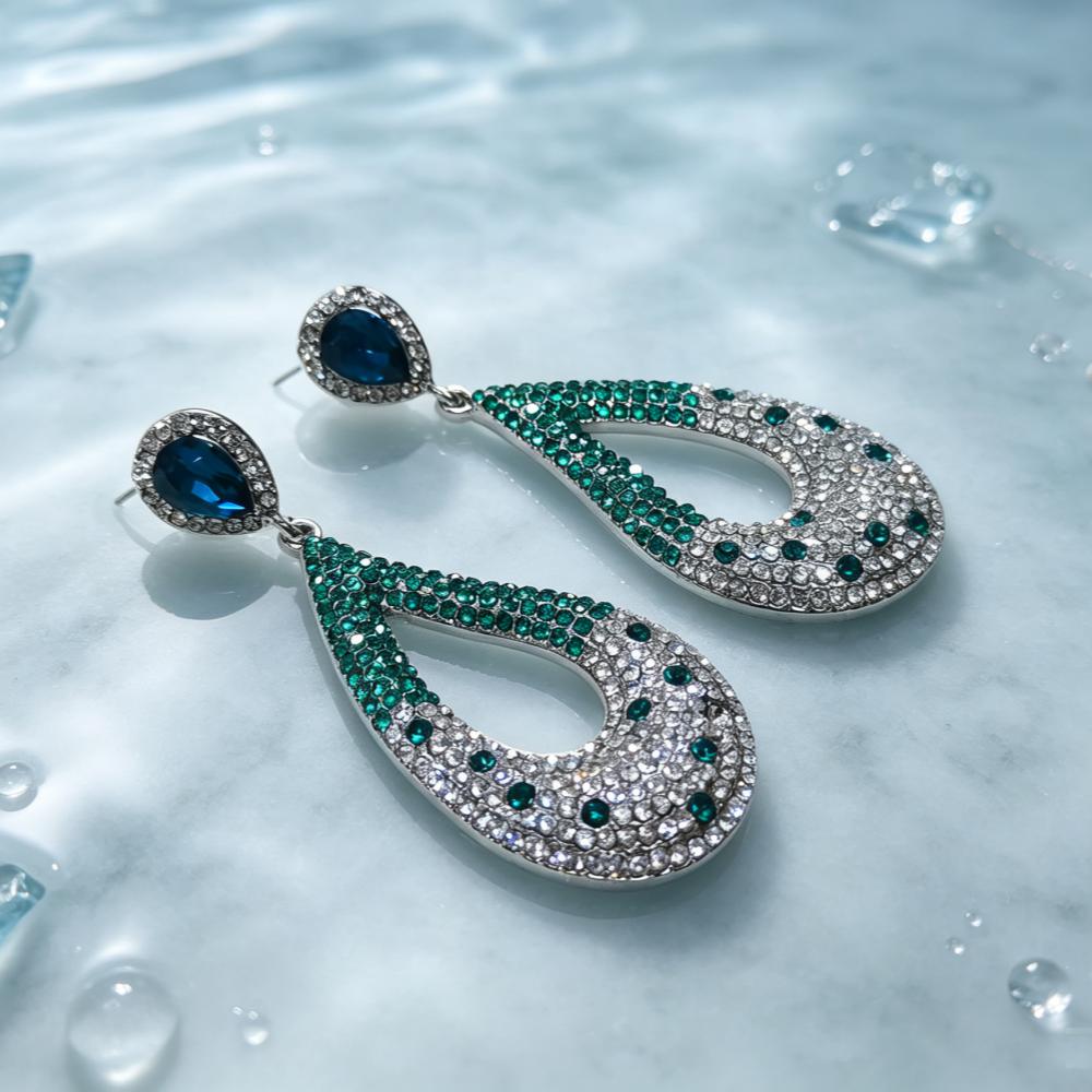 Luxury Stainless Steel Earrings Electroplating Rhinestone Fashion Dangle Earrings Exquisite Earrings Jewelry Women for Gift