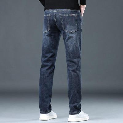 Herren Slim Straight Elastische Jeans mit Samtfutter für Frühling, Herbst und Winter 2024.