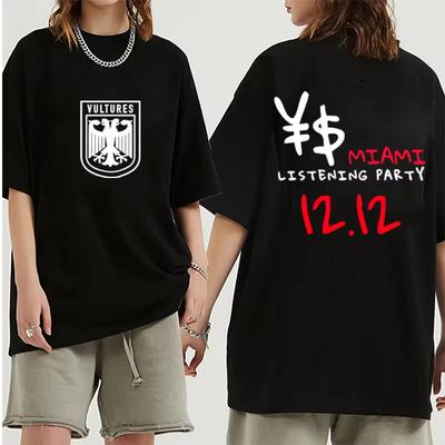 Koszulka z logo nowego albumu muzycznego Vultures Kanye West Męska Hip Hop Punk Unisex Retro z krótkim rękawem Top Miłośnicy Muzyki Traf Lato