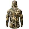 Men's Casual Hoodie Long Sleeve Lightweight Breathable Sun Protection Leaf Camouflage Printed Pullover Shirt with Hood and Chest Pocket