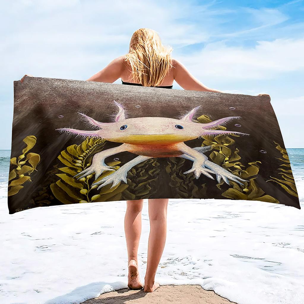 Cartoon Salamander Series Seaside Vacation Beach Towel Swimming Bath Towel Microfiber Sports Towel