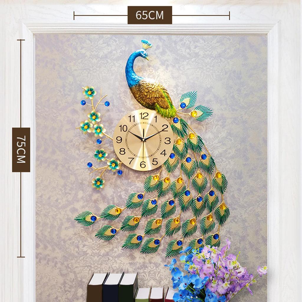 European Style Silent Wall Clock Metal Dial for Hotel Dining Room Decoration