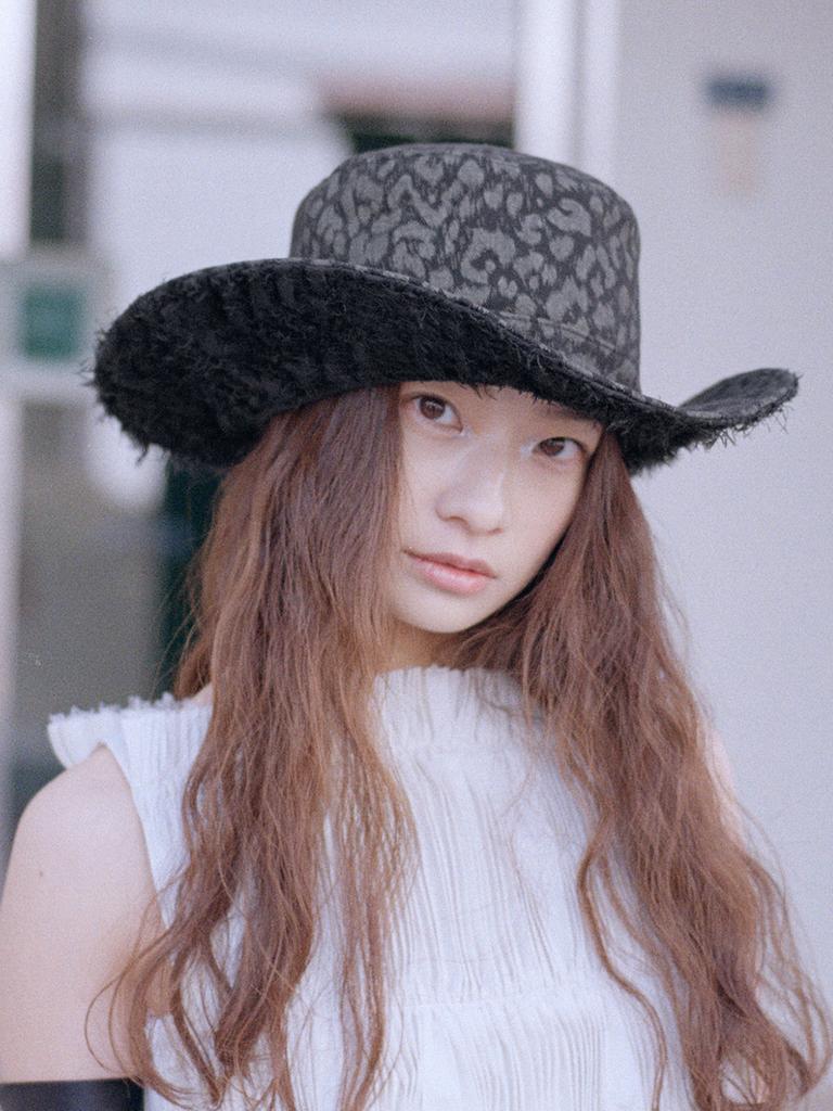 Poejidam Leopard Fedora In Black Fringe