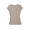 Slim-Fit V-Neck Cable Knit Short-Sleeve Sweater – Figure-Flattering Waist-Cinched Top