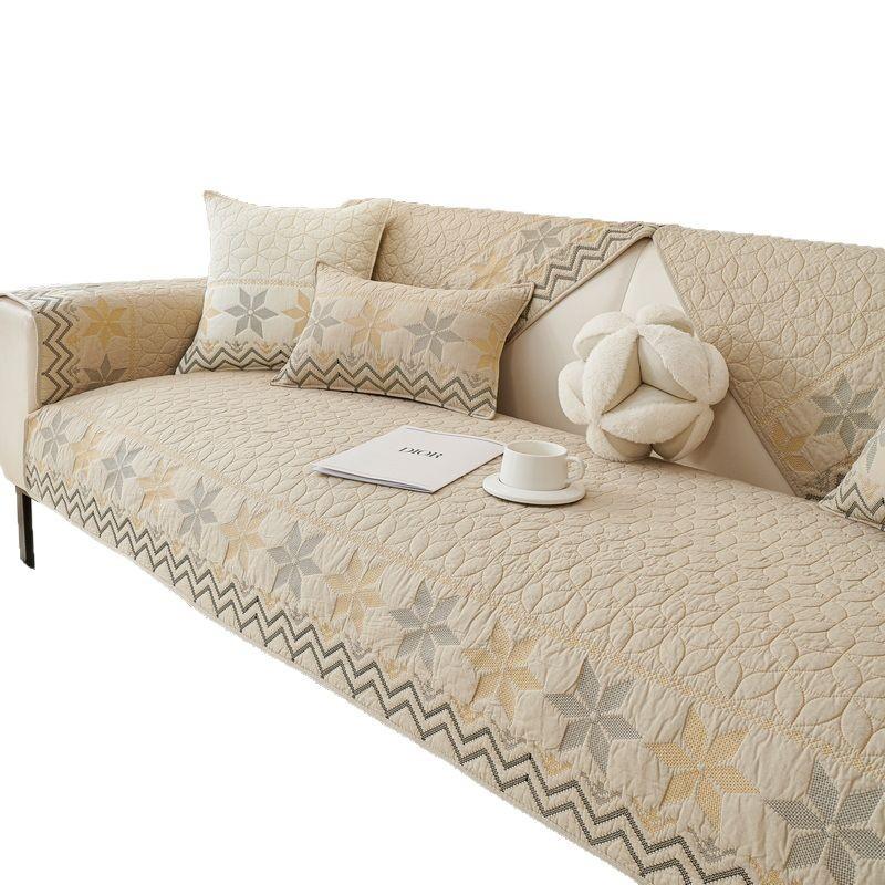 Sofa Cushion Cotton Four-Season Universal Non-Slip Pure Cotton Fabric Seat Cushion Simple Modern  Leather Sofa Cover Cover Cloth