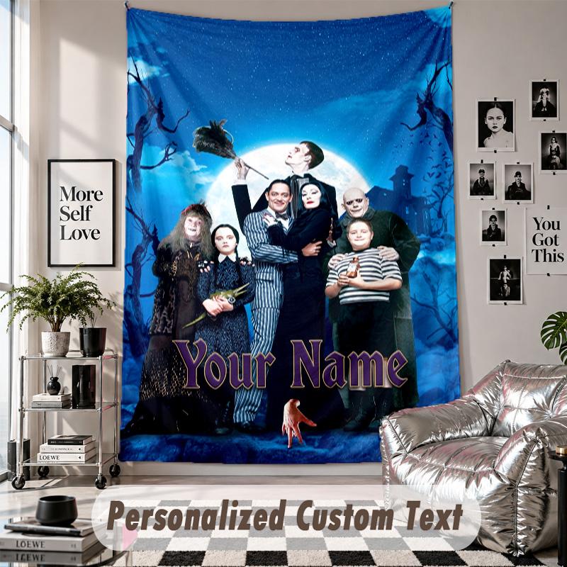 Custom Tapestry Wall Hanging, The Addams Family Personalized Name Text Home Wall Decor