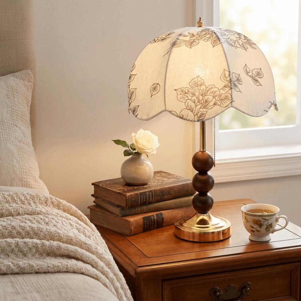 Fabric Lampshade European Vintage Table Lamp Sturdy Structure Soft Light Elegant Fabric Lampshade Light Warm Atmosphere