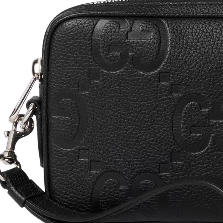 GUCCI Jumbo GG Leather Clutch Small Men's Black 802148-AABY0-1000