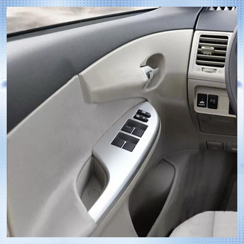 N62R-4PCS Car Silver Window Switch Cover Bezel Trim 74232-02630 74231-02620 For Toyota Corolla 2007-2013 Armrest Upper Panel