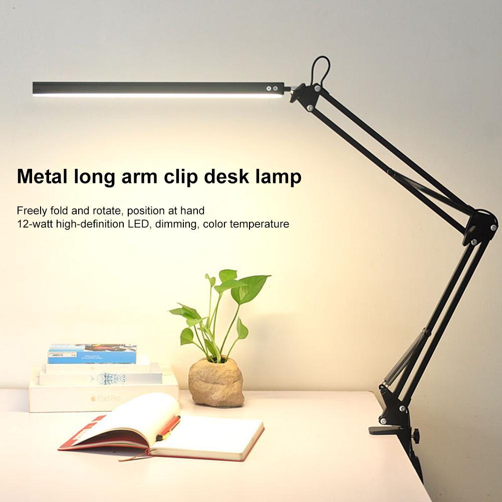 Lampe De Bureau à Clip Rechargeable - Col De Cygne Flexible, Luminosité Réglable 10-100%, Batterie 2600mAh, Température 5000K - Pour Bureau, Lit, Piano (noir)