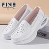 Women's Summer Cowhide Nurse Shoes: Breathable, Soft-Sole, Non-Slip Air Cushion Work Shoes for Comfort